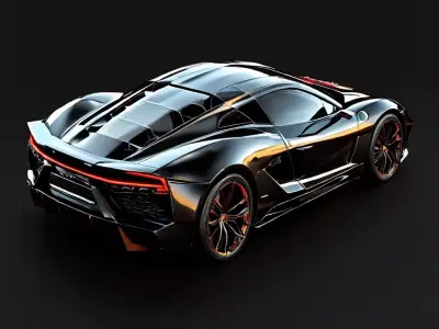 Sleek Black Supercar 3D Model Low-poly 3D model