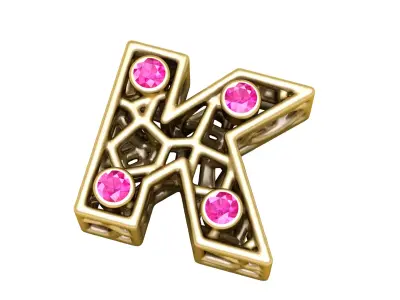SIMPLE ALPHABET K PENDANT 3D PEINTABLE MODEL  3D print model