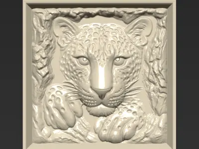 Leopard Head A49 3D print model
