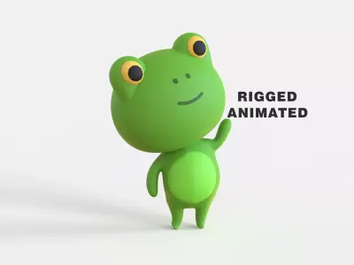Little Funny Frog Animated Low-poly 3D model