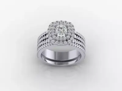 Double halo ring and band 3D print model