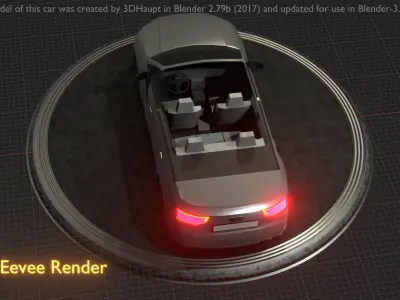 City Car 71 SUV Cabrio Open Type-B Silver Low-poly 3D model