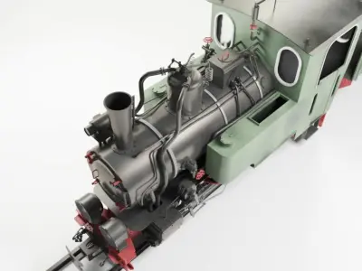 T2-71 Narrow Steam Locomotive 3D model