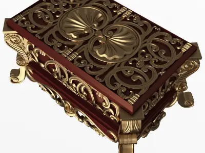 Casket Carved 013 Red Low-poly 3D model