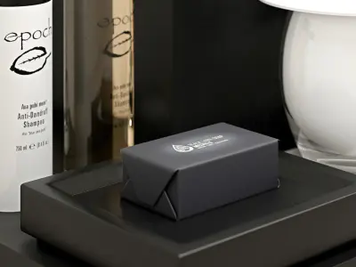 decorative set toiletry tray with two cups and tissue 3D model