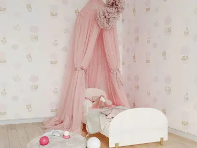 Kids bed with decor 3D model