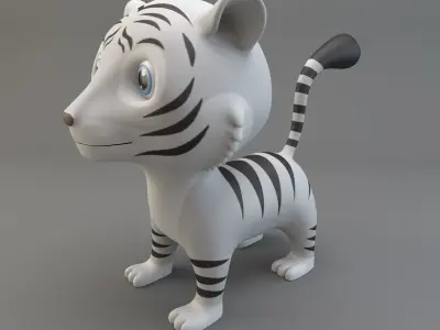 White Tiger Low-poly 3D model