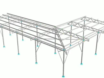 Carport structure of steel frame 3D model