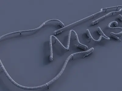 Music Neon Sign Low-poly 3D model