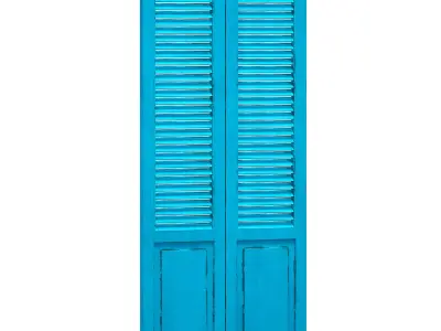 Wooden shutters doors with blinds 3D model