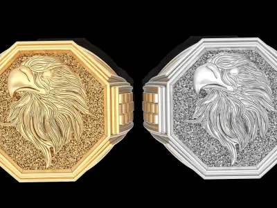 Eagle Man Ring silver gold printable jewelry 3D print model