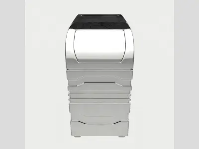 Metal Square Trash Can Low Poly High Poly 3D model