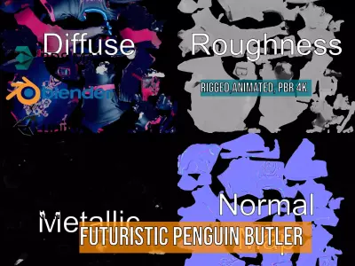 Futuristic Penguin Butler model pack Low-poly 3D model