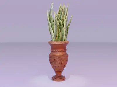 Wood vase high-poly 3D model