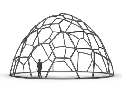 Voronoi Dome Wireframe Structure Stand Alone Pavilion 3D model