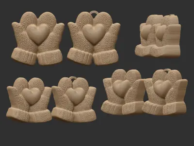 gloves holding heart decor 3D print model