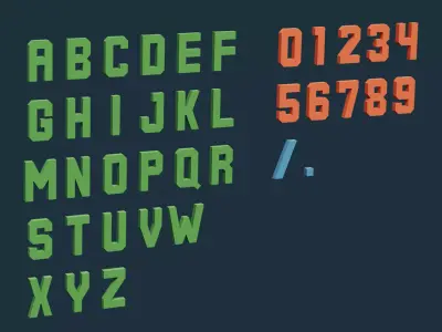 Letters of the alphabet and numbers Free low-poly 3D model