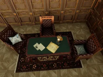 Gothic Living Furniture Set 3D model