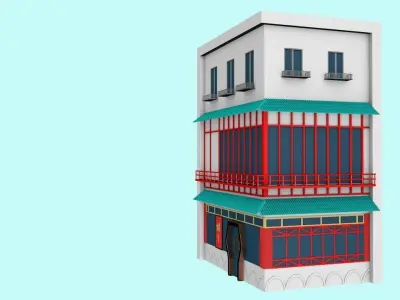 3D model of  Chinese restaurant 3D printing Low-poly 3D model