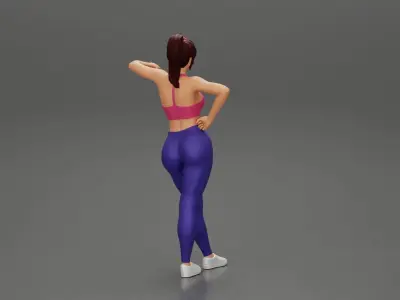 Sexy fitness girl leaning on a wall while standing outdoors 3D print model