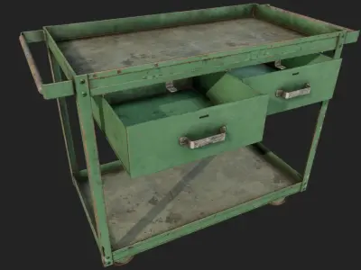 Rusty Push Cart PBR Low-poly 3D model