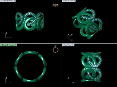 infinity chain ring diamond jewelry 3D print model