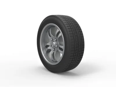 Car wheel 5 Scale 1 to 10 3D print model