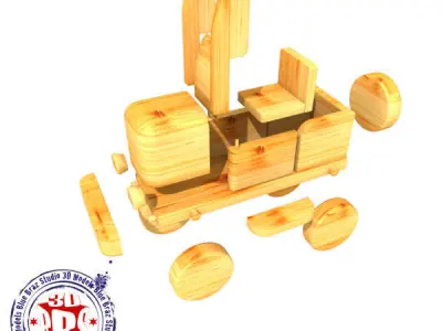 wooden car 01 3D model
