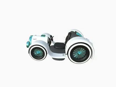 Cartoon Kart E10 White - Vehicle Racing Design Low-poly 3D model