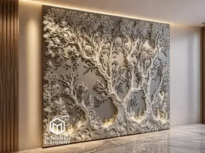 modern panel wall decor set wall relief mural CNC 116 3D model