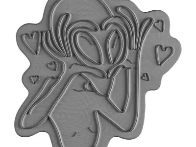 Alien In Love Neon Sign 3D model