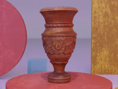 Wood vase low-poly 3D model Low-poly 3D model