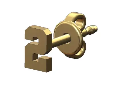 2 two number varsity font stud earring 3D print model