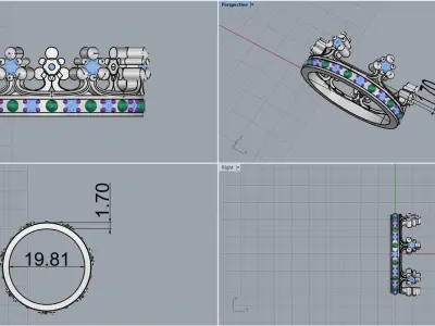 Crown ring size 10 US model 379 3D print model