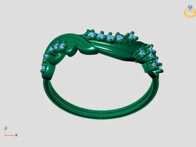 Women Ring Diamond Stone STL 3DM Lightweight Printable 3D print model 54