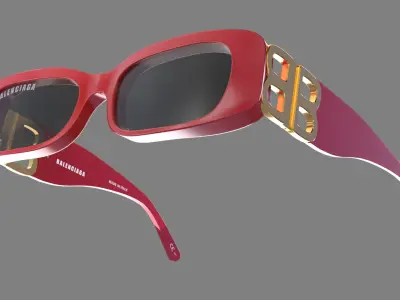 Balenciaga glasses - BB0096S red Low-poly 3D model