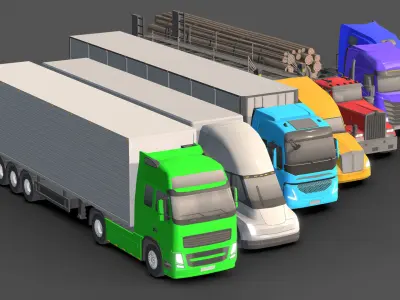  Low-poly Truck Pack Low-poly 3D model