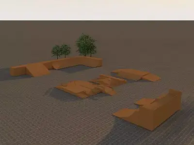 Sakatepark skate park with trees and benches Free 3D print model