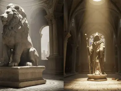 Ancient Stone Statue 10 Game-Ready Models Low-poly 3D model