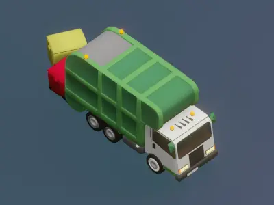 toon garbage truck Low-poly 3D model