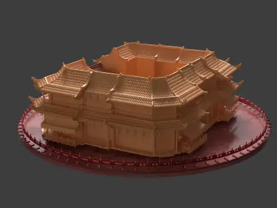 Chinese wooden ancient house 3D model