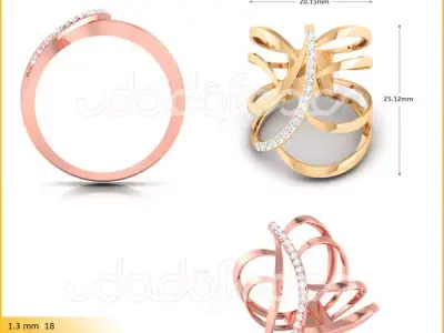 Light Weight Gold Diamond Ring DOC-R8127 3D print model