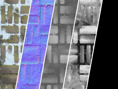 Pavement Materials 30- Paving By Snow and Mud Pbr 4k Seamless Texture