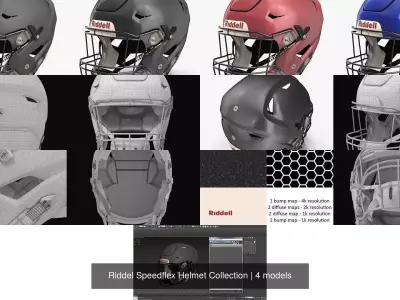 Riddel Speedflex Helmet Collection 3D Model Pack