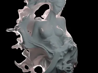 Abstract Ethereal Woman Flowing Spirit Statue 3D print model