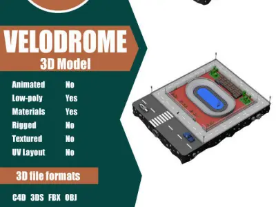 Velodrome Cycling Track Low Poly 3D Model Low-poly 3D model