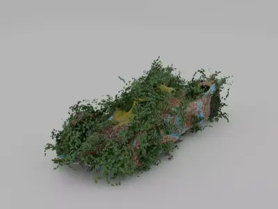 Damaged Rusty Car Low-poly 3D model