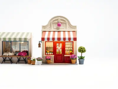 Charming Flower Shop Spring Design model pack Low-poly 3D model