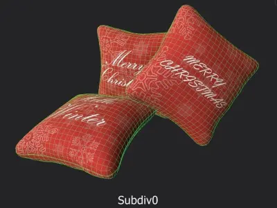 Christmas Pillows 01 Low-poly 3D model
