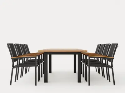 Twin dining set 8 Low-poly 3D model